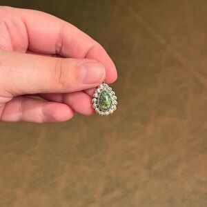 Green Teardrop Stone Sterling Silver Pendant